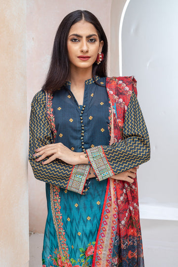 Bonanza Satrangi D Blue Lawn Suit Rsk222p01 Eid Pret 2022 Online Shopping